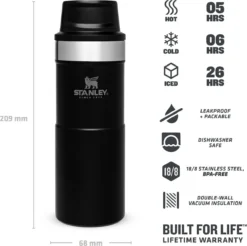 Thermosbeker Stanley The Trigger Action Travel Mug Matte Black Pebble 0,35L -Bo-Camp Winkel 4 1200x1194 1