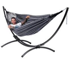 Hangmat Tropilex Double Comfort Black White -Bo-Camp Winkel hammock comfort black white 51